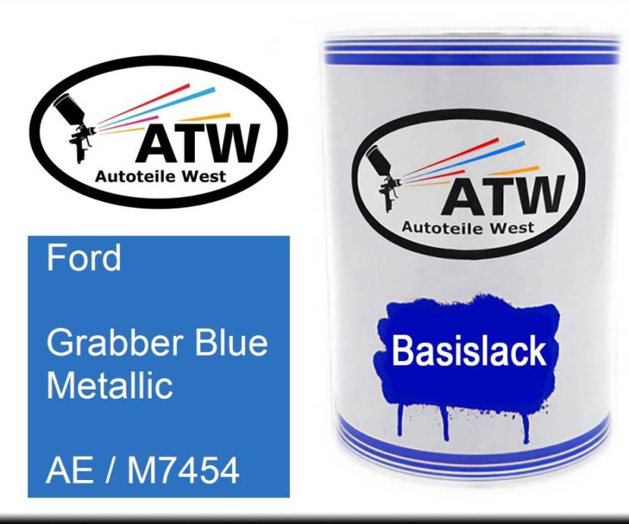 Ford, Grabber Blue Metallic, AE / M7454: 500ml Lackdose, von ATW Autoteile West.
